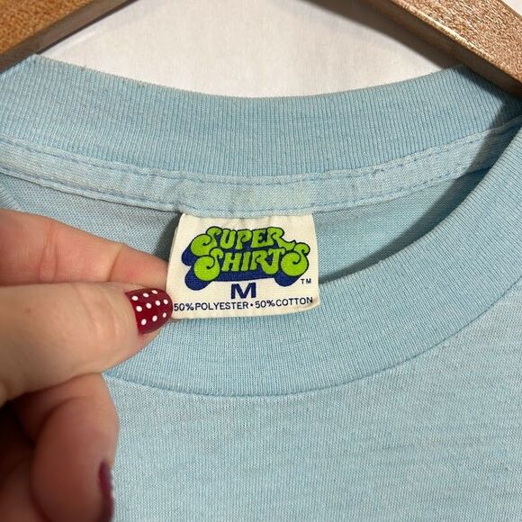 VTG 80s Oregon Graphic T Shirt S/M Blue Rainy Weather Single Stitch Super Shirts - Picture 11 of 11